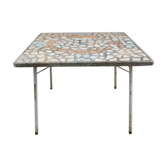 50s garden table in cement and tiles