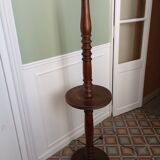 Turned wooden floor lamp