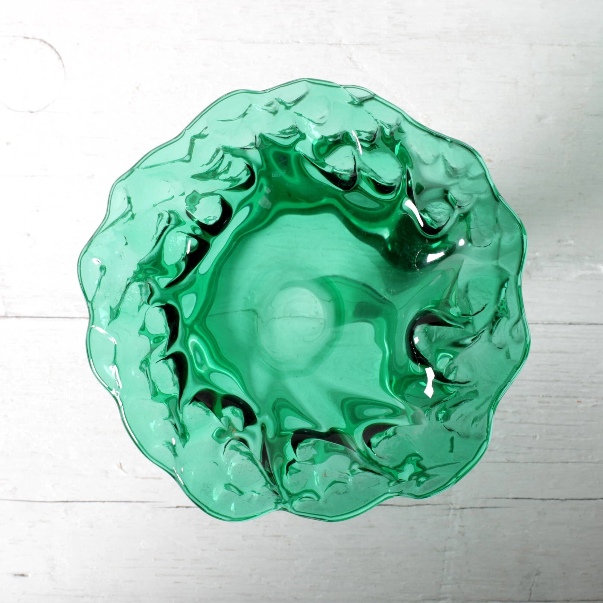 Vintage Green Glass Art Vase / Hand-blown Home Decor / Stilvetro / Rome