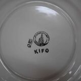 Set of 8 KIFO L'Amandinoise flat plates with green leaf decor