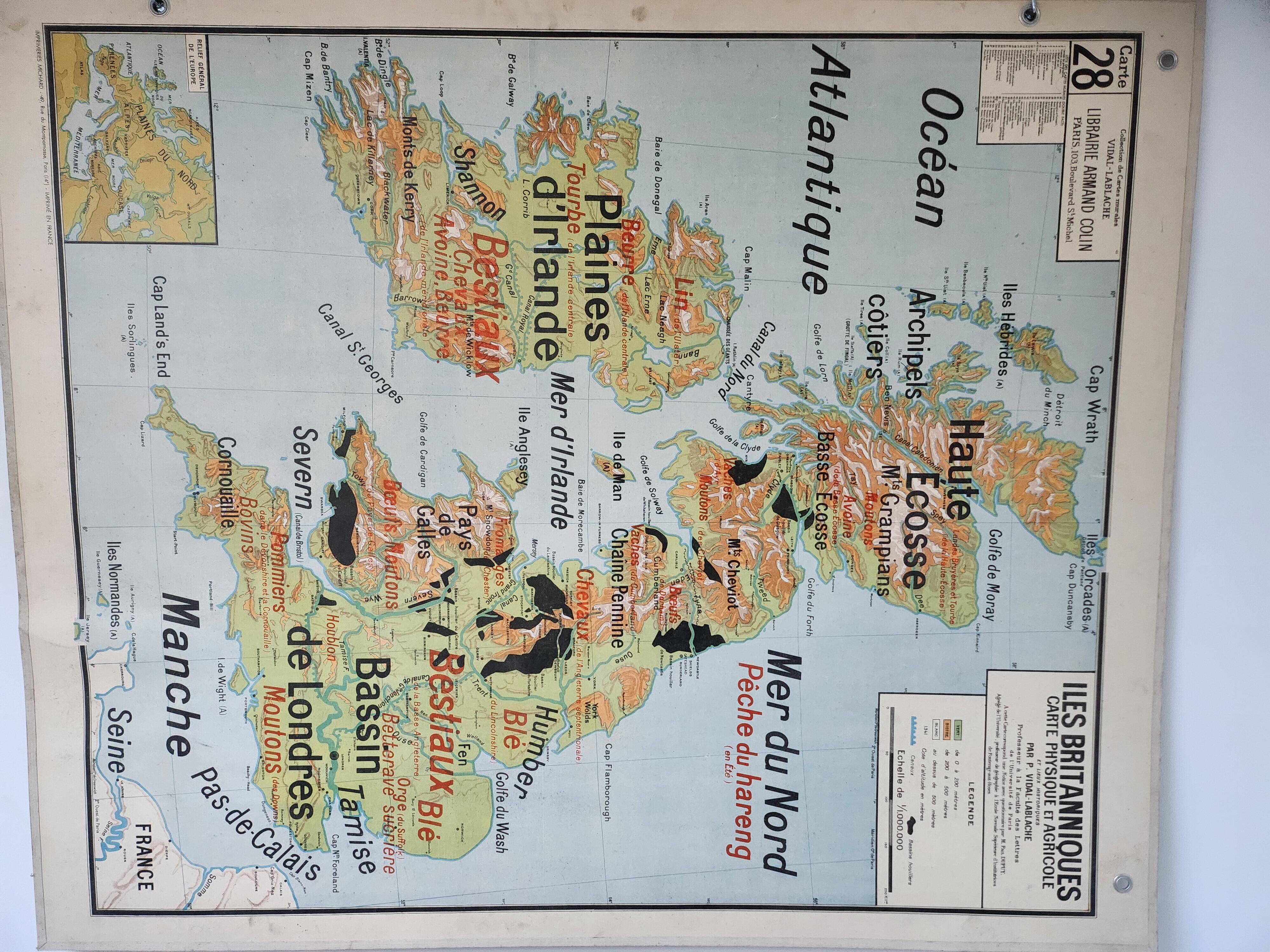 Vidal lablache school wall map 28 and 28 bis
