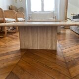 Minimalist design coffee table in unbleached travertine stone
