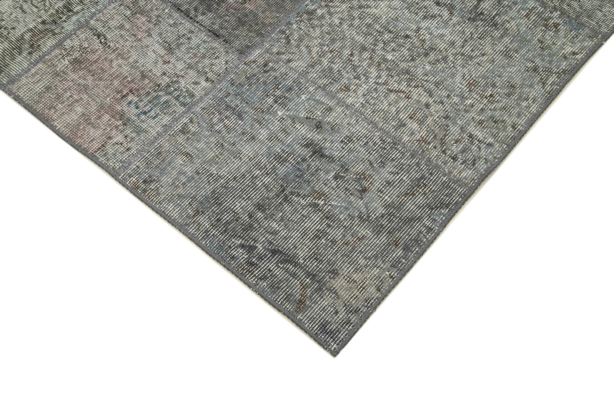 Handwoven Oriental Overdyed 170 cm x 240 cm Grey Patchwork Carpet
