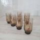 6 large smoked brown glasses
