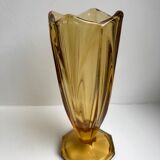 Amber molded glass vase 70s