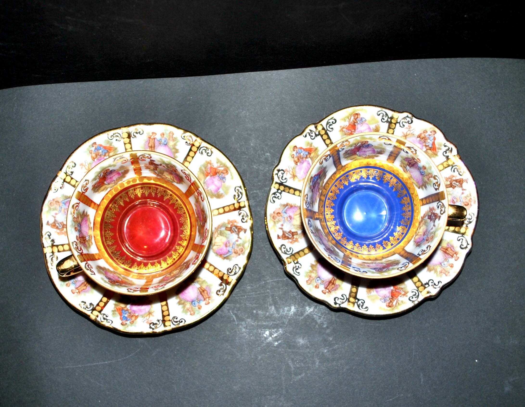 Set of 2 vintage kitsch cups in German porcelain RWK