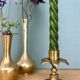 Bougeoir vintage en laiton en forme de palmier