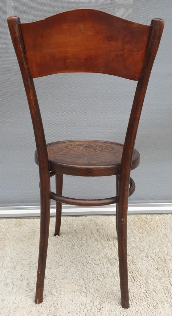 Bistro chair pyroengraved motif 1900 Art Nouveau