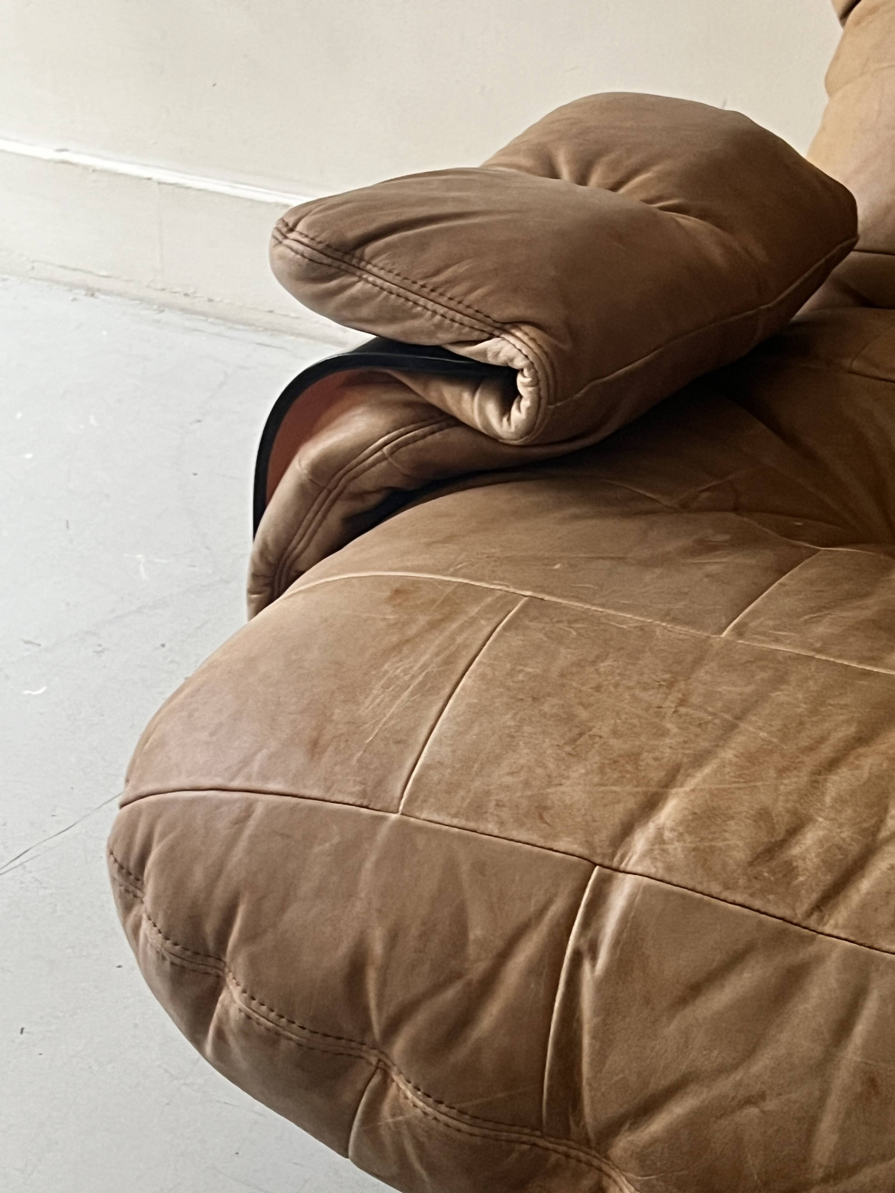 Marsala natural leather armchair by Michel Ducaroy for Ligne Roset, 1970