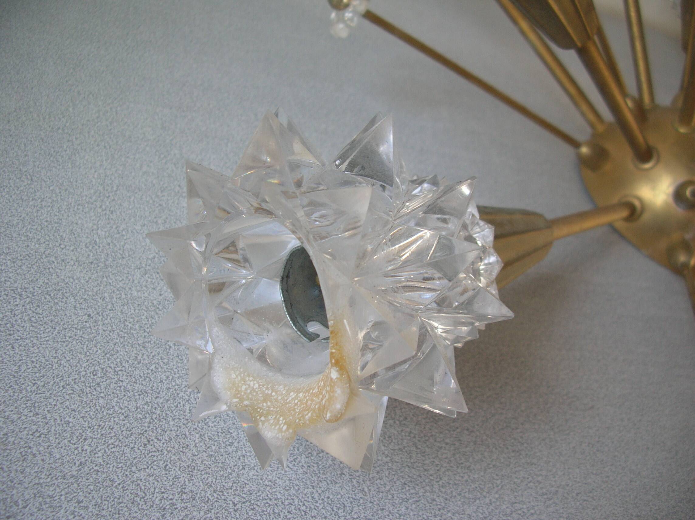 Old "sputnik" chandelier 15 lights plastic/resin diamond tip 60's design lighting
