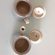 Sugar and milk pot in cermal and metal vintage 60s-70s