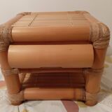 Vintage bamboo bedside table with drawer