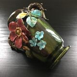 XL vase with floral decoration, slip