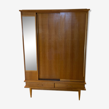 Armoire pieds compas vintage 1950/60 portes coulissantes