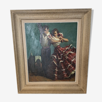 Peinture sur toile, couple danseur flamenco