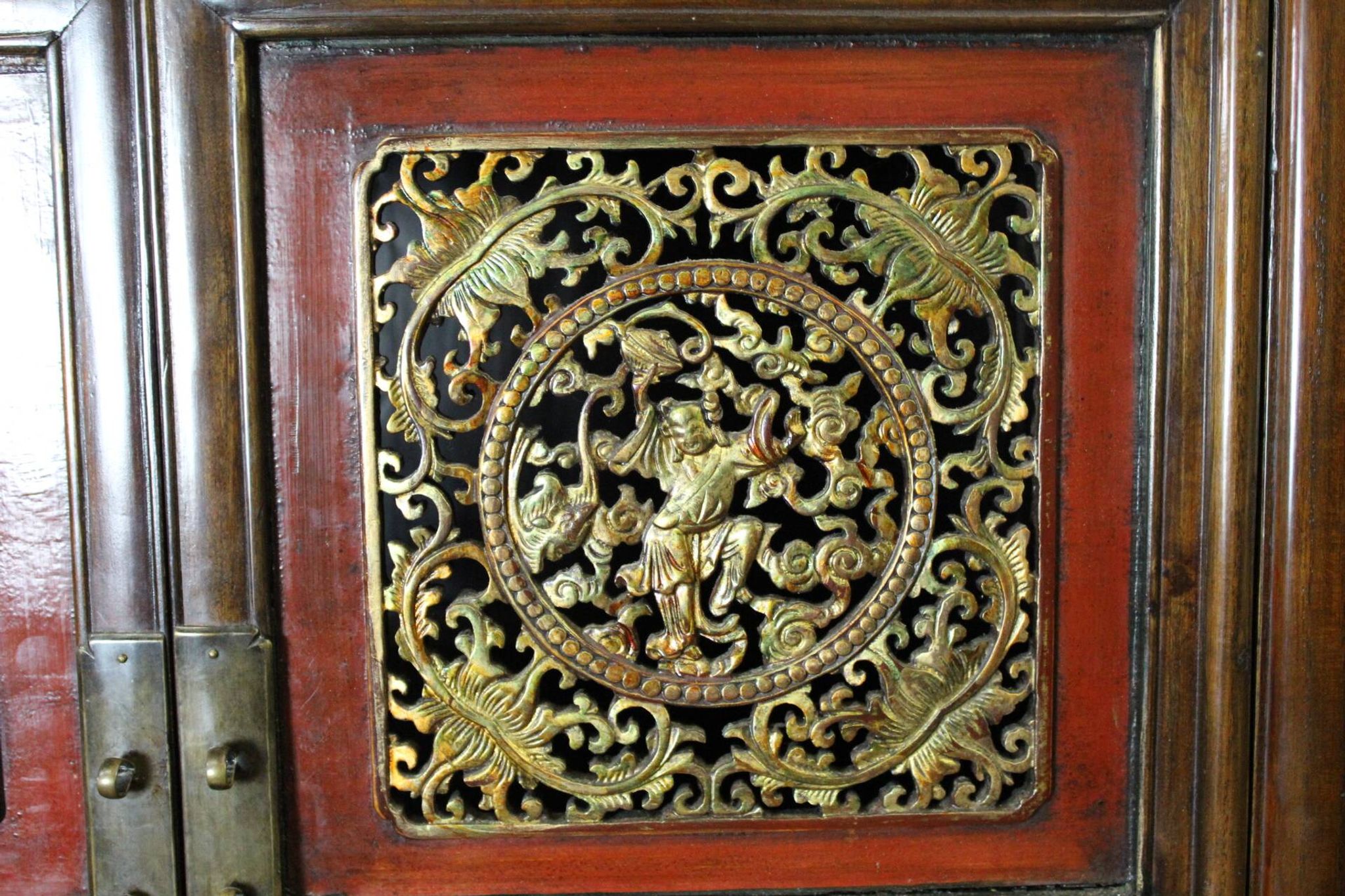 Chinese Cabinet in Red and Gold Lacquer