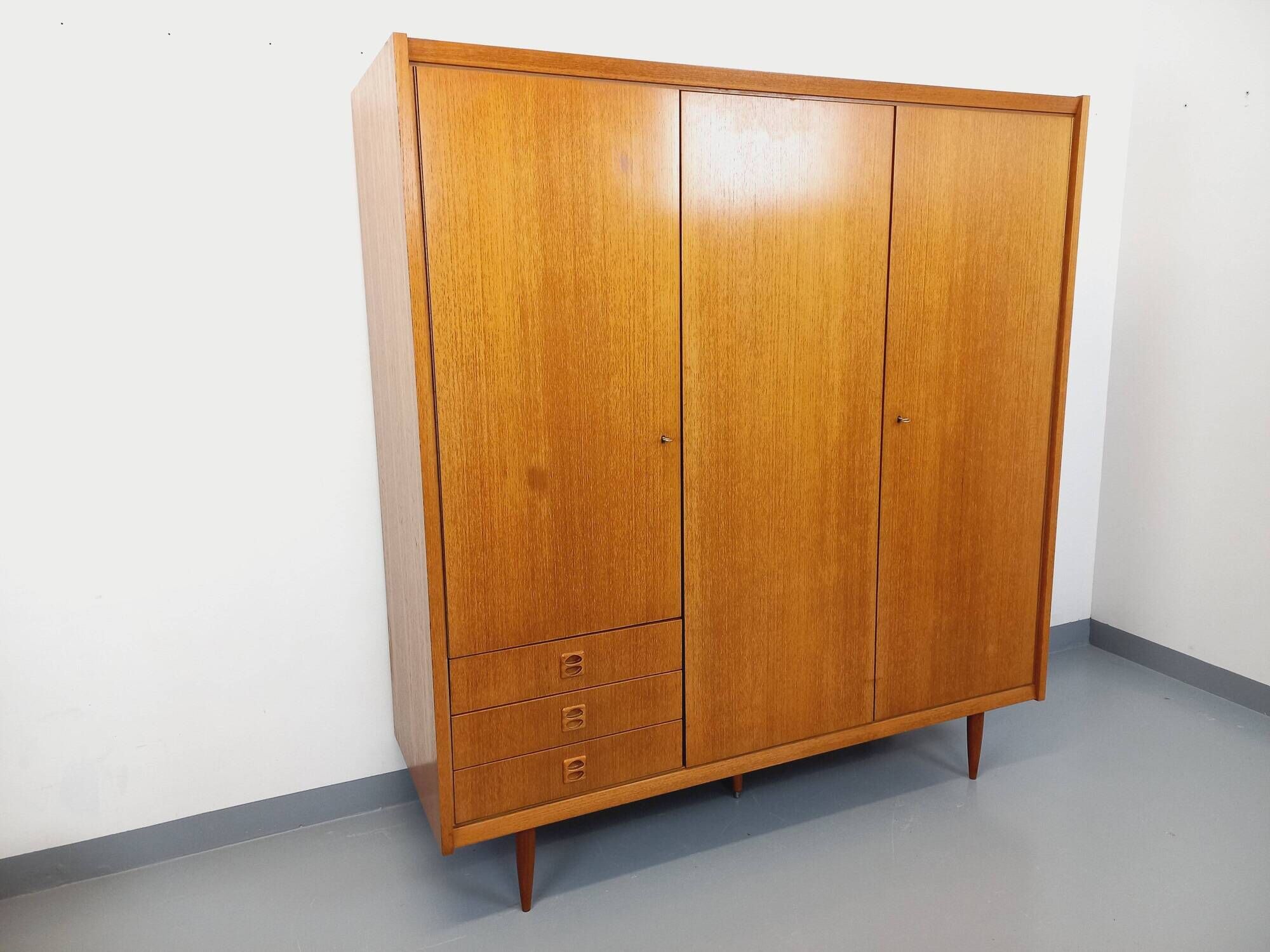 Vintage Scandinavian-style teak wardrobe from the 1960s