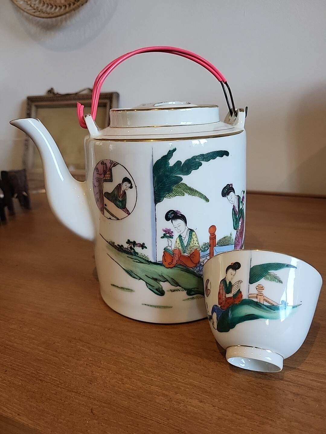 Vintage tea set and basket