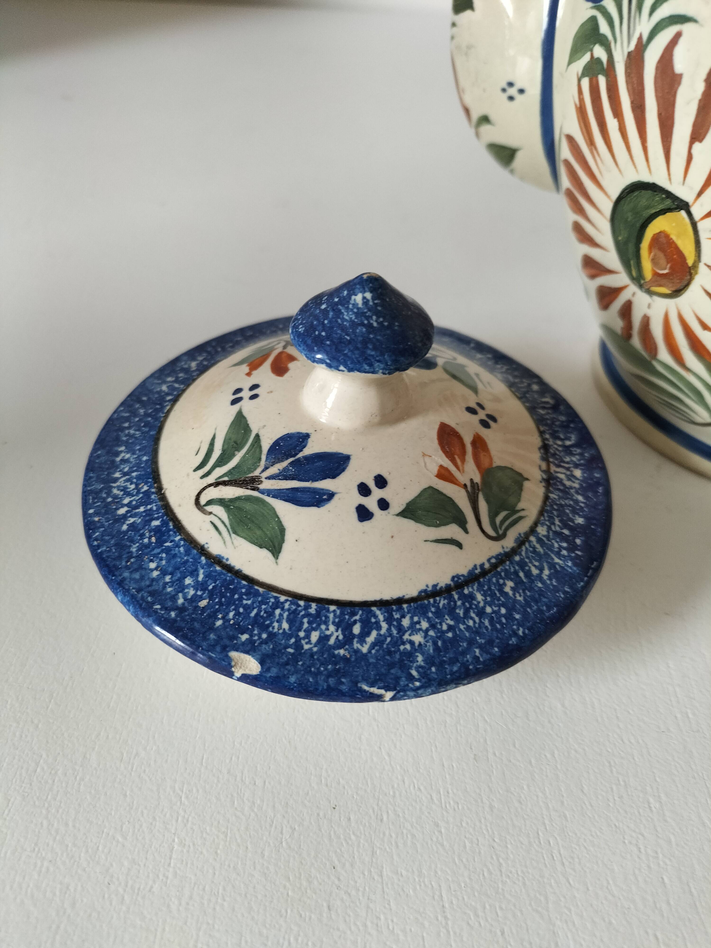 Henriot Quimper teapot – floral relief decoration