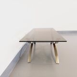 Vintage glass and chromed metal coffee table from the 70s