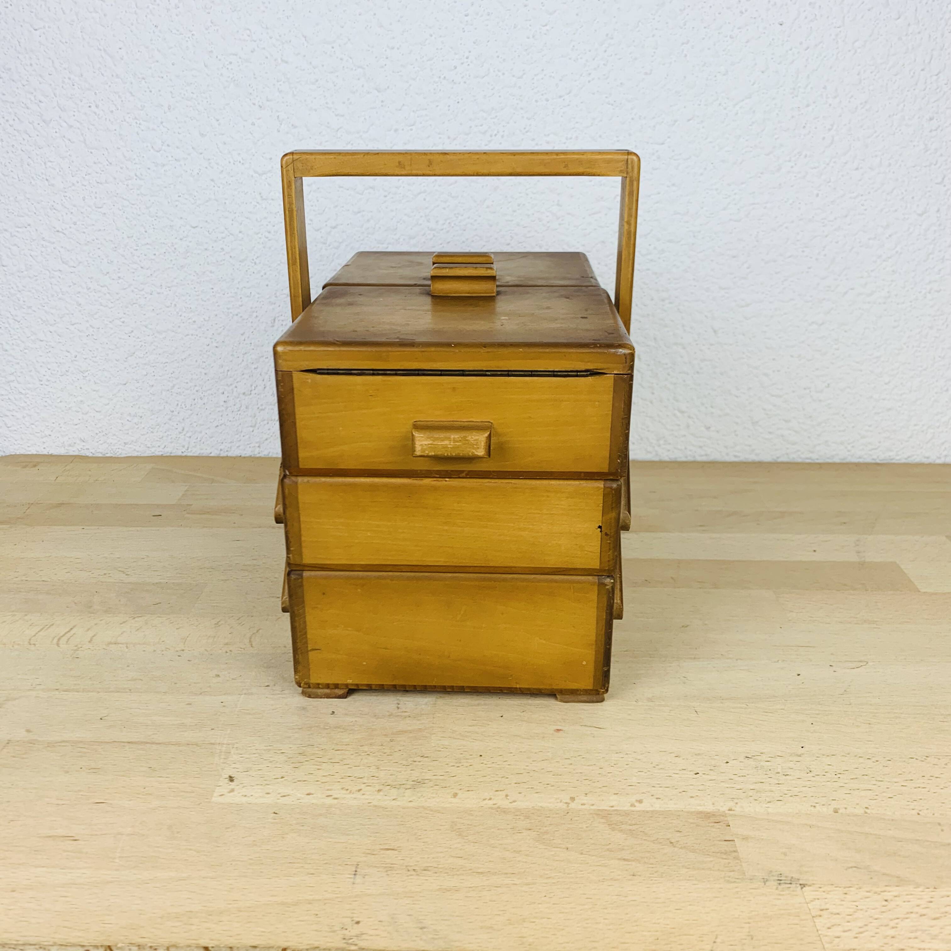 60s wood worker, sewing box