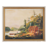 Painting „The Angler's Return”, Danish design, 1980s, by A. Enkeshafi