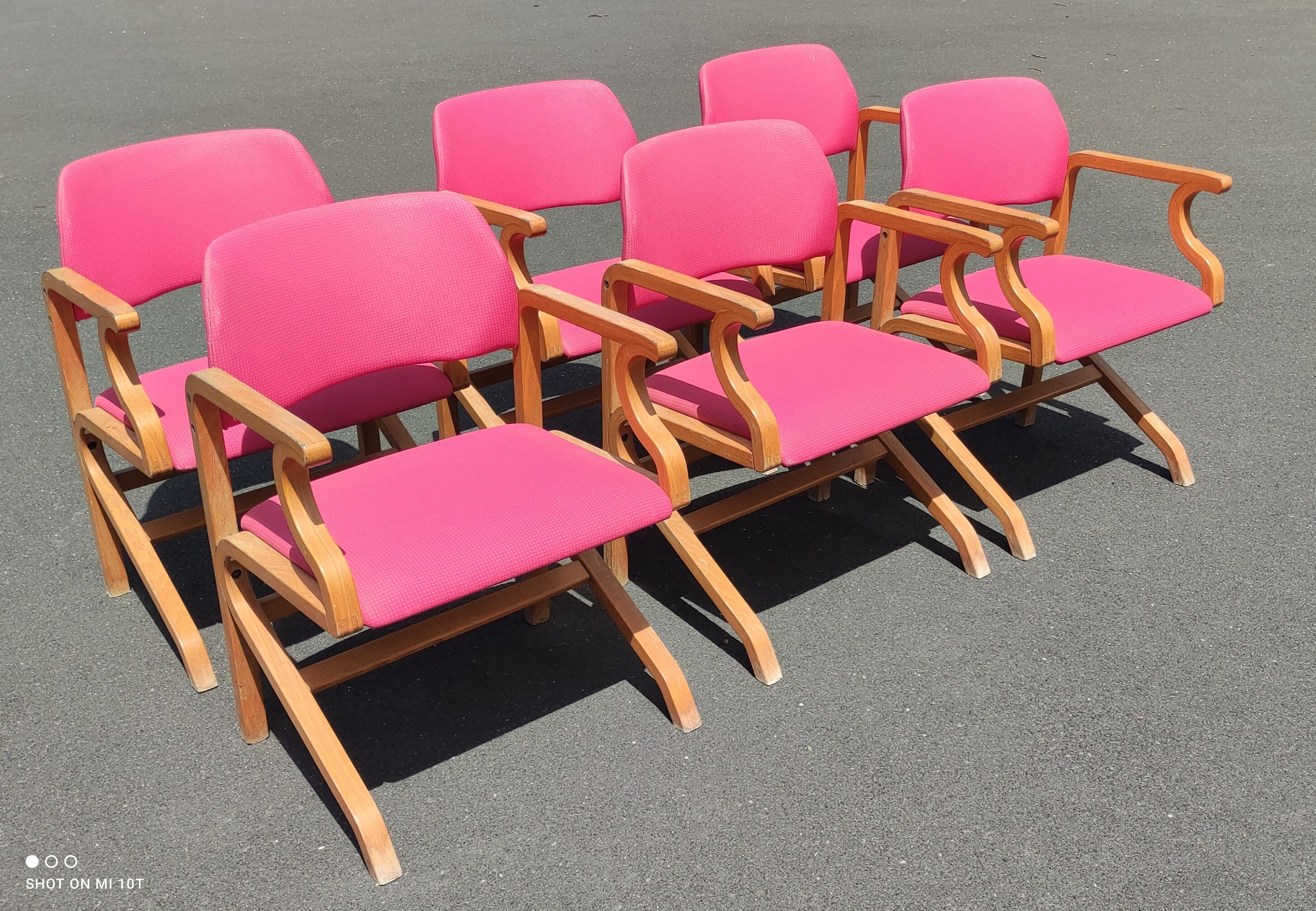 Series of vintage thermo folded armchairs