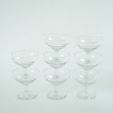 Set of 8 engraved champagne glasses, flower motifs, 1960