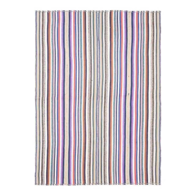 1970s Vintage Turkish Oushak Handmade Wool Cotton Purple Area Rug 171x238