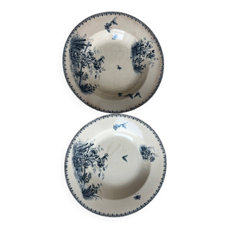 Lot de deux. Assiettes creuses, terre de fer. Tsarine