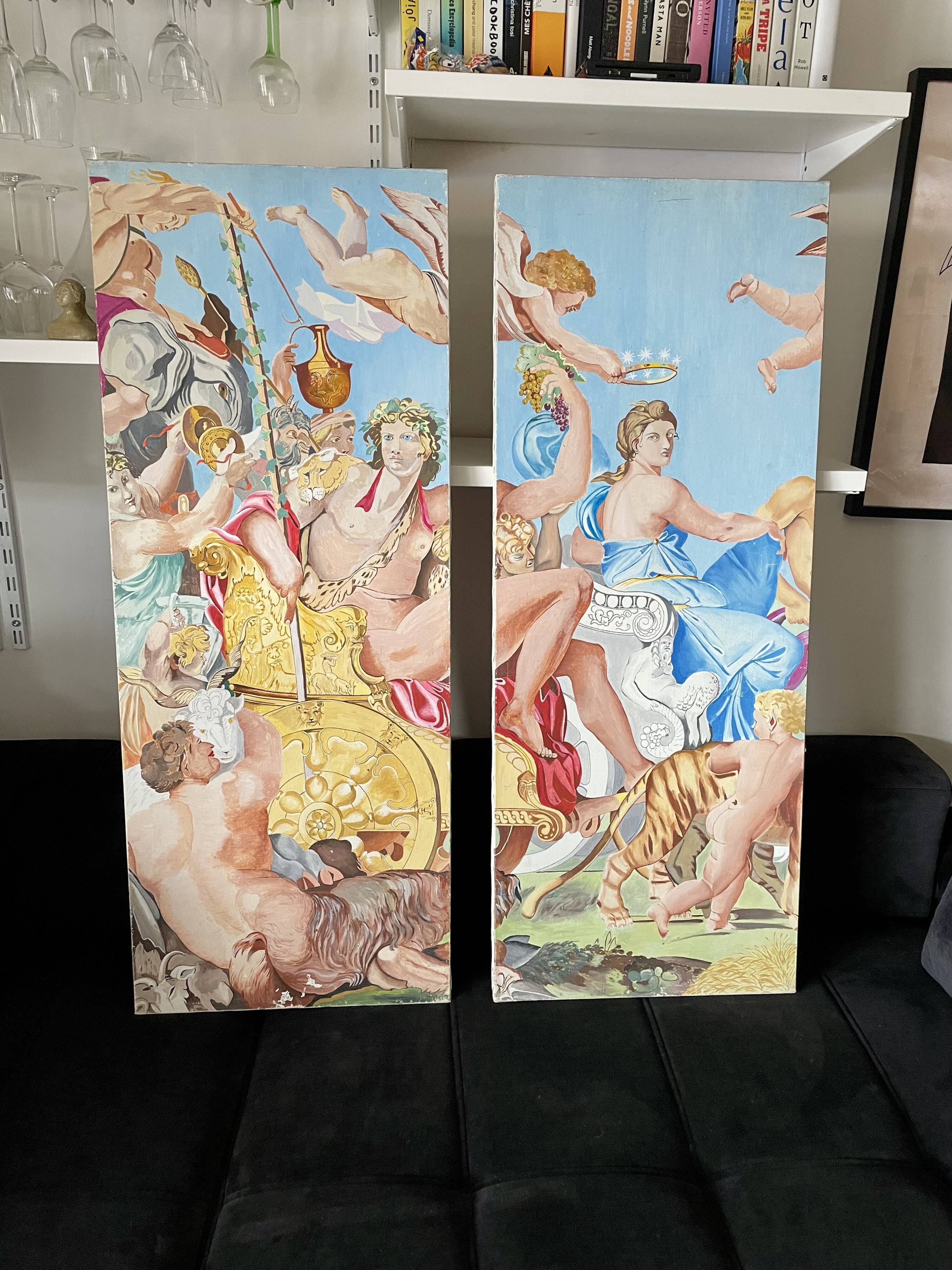 Diptyque baroque on canvas - The Triumph of Bacchus and Ariadne