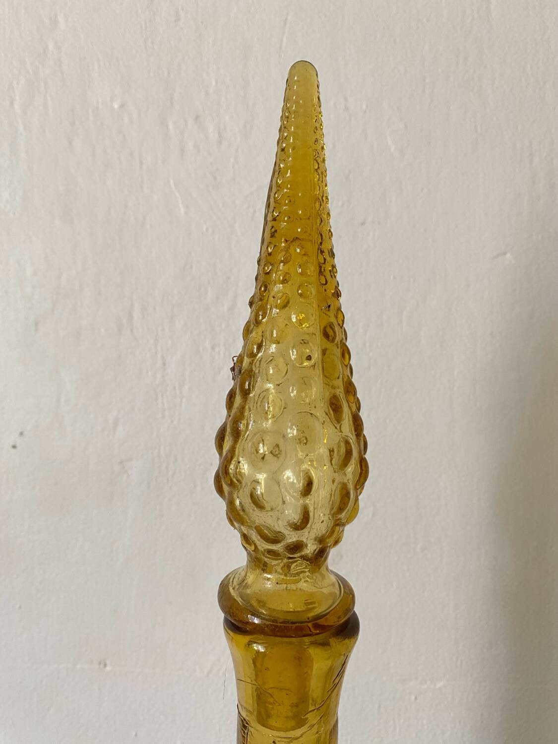 Carafe italienne Empoli verre ambre bulles , 1970