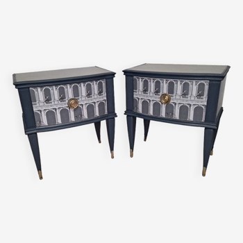 Pair italian 1950s bedside cabinets restyled