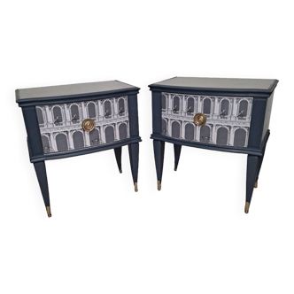 Pair italian 1950s bedside cabinets restyled