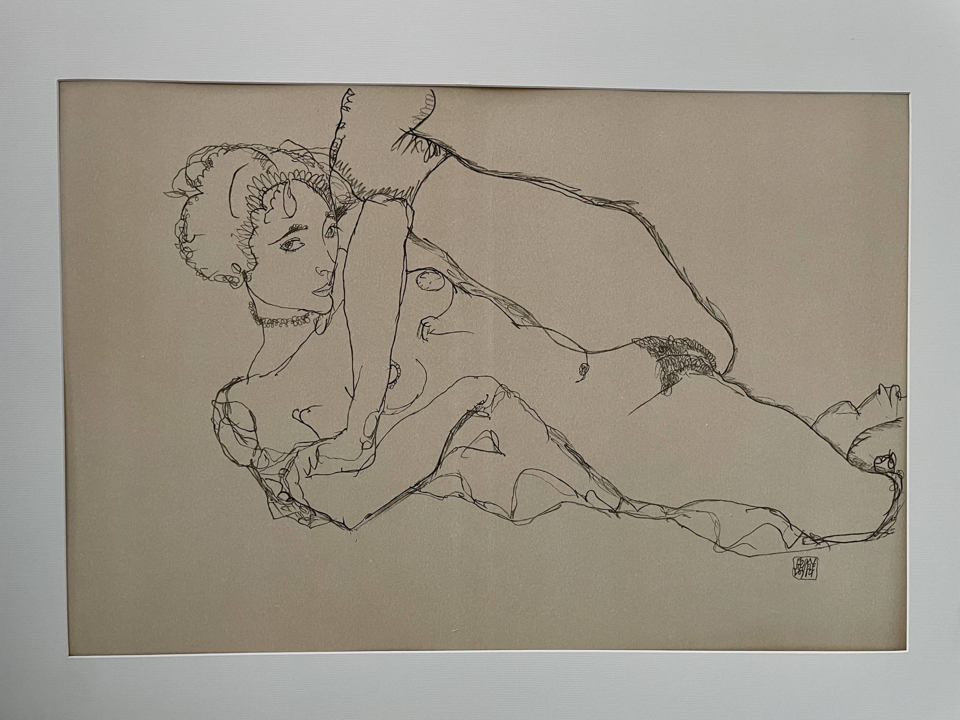 The naked dancer - lithograph after egon schiel