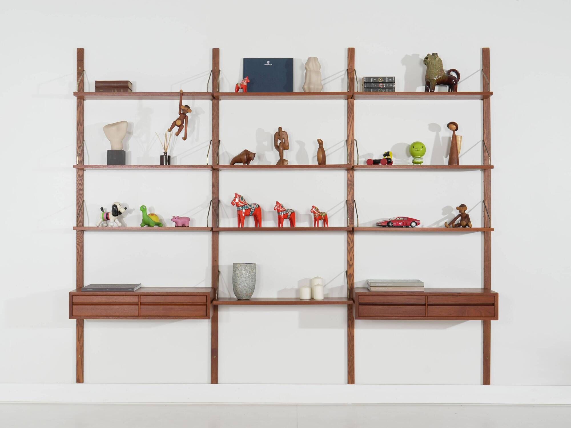 Cado modular shelving, teak veneer, Danish design, 1960s