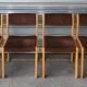 set of 6 Scandinavian style chairs in solid wood and vintage velvet