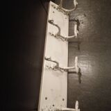 Coat rack with 4 old wrought iron and wooden hooks
