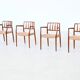 Niels Otto Moller model 66 armchairs teak and paper cord Denmark 1974