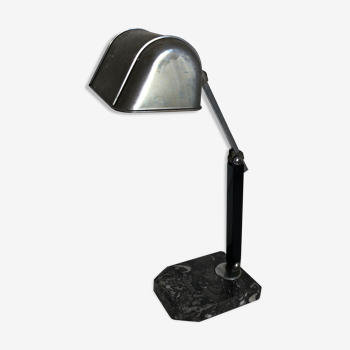 Lampe Artisanat Français marbre noir vintage 1930 42 cm