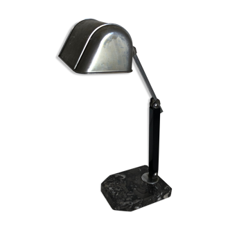 French craft lamp vintage black marble 1930 42 cm