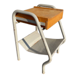 Vintage bedside table in wood and metal
