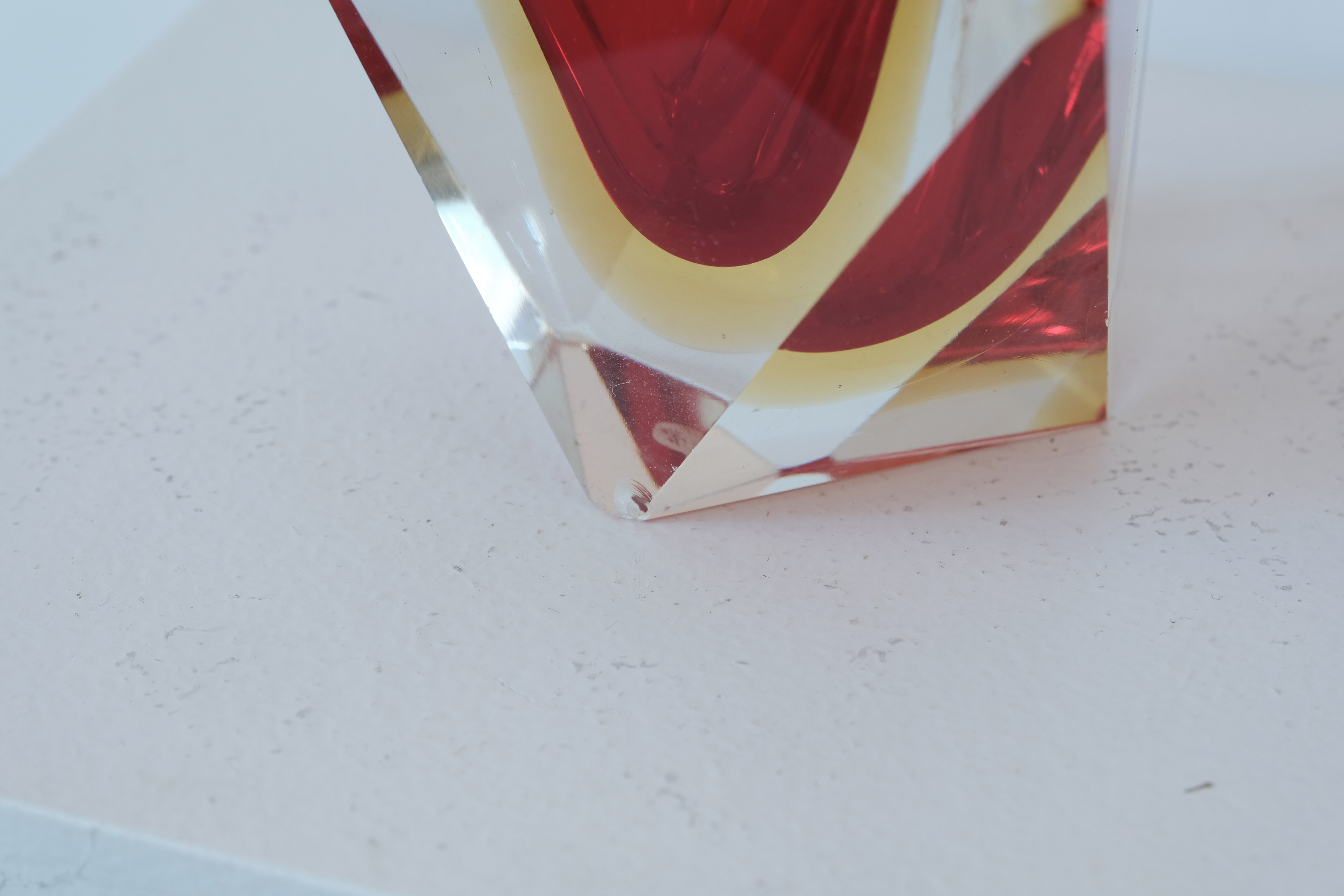 Sommerso Flavio Poli 1960's red and yellow ashtray