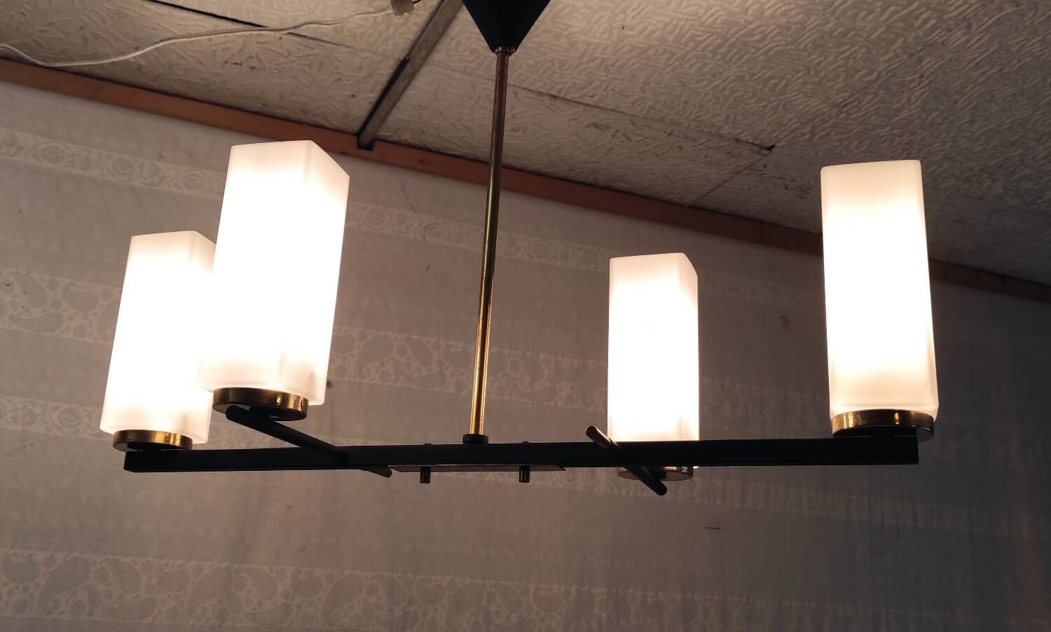 4-light chandelier designed by Gaston Fossati for Atelier d'Arte d'Uzès - 1950s
