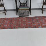 2x9 Red & Dark Blue Floral Vintage Runner Rug, 75x285Cm SK 23566