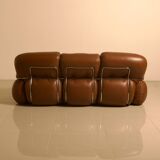 Italian brown leather "Okay" sofa by Adriano Piazzesi 70's