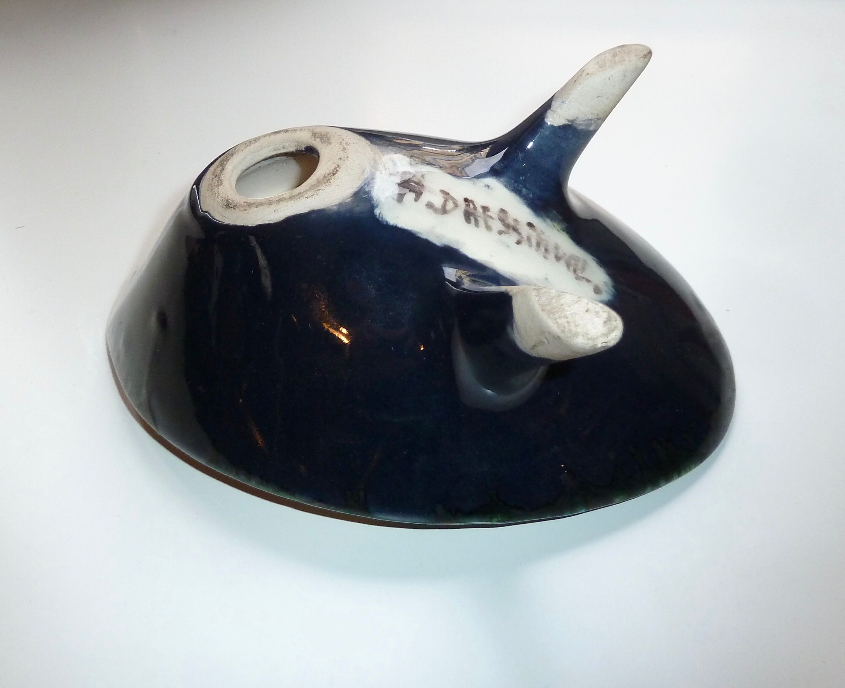 Former cup tripod signed A.Dressinval bright colors France