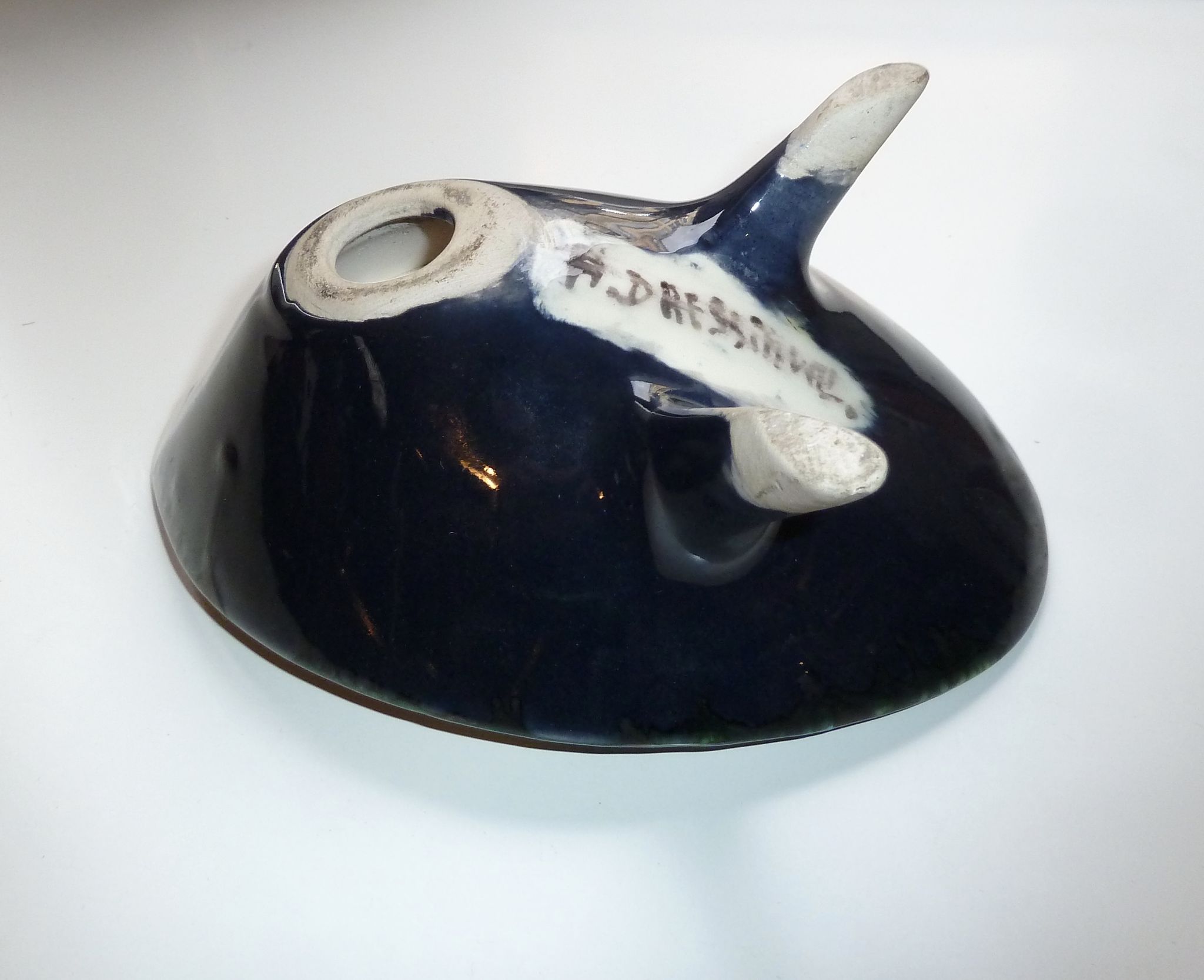 Former cup tripod signed A.Dressinval bright colors France
