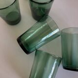 Set of 6 green rosemary blown tumbler glasses 1960
