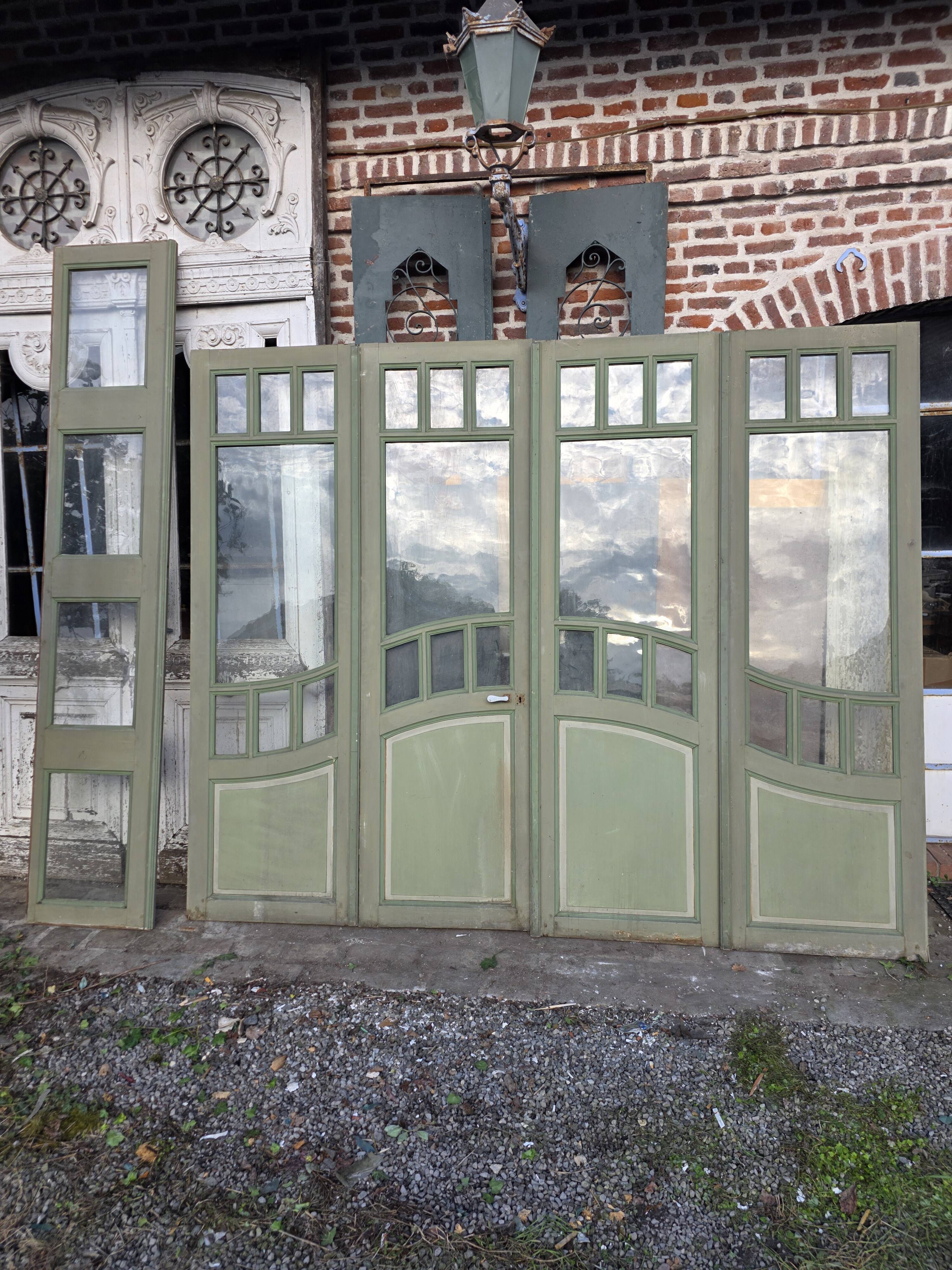 4 Art Nouveau partition doors + transom